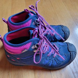 Merrell Capra Mid Waterproof Hiking Boots Girls Big Kid Size 4.5M Navy Blue Pink